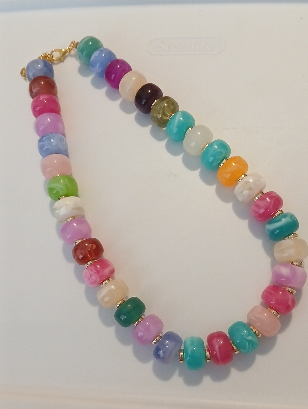 Fashion Jewelry Multicolor Bead Necklace with Gold Accents